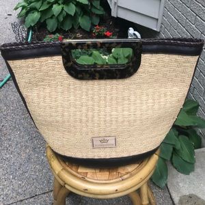 Elaine Turner wicker and leather handbag